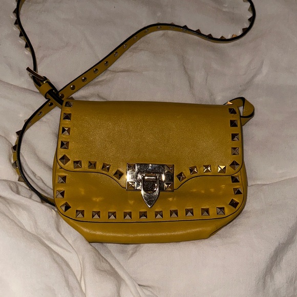 Valentino Garavani Mustard Studded Crossbody Bag - Picture 3 of 6